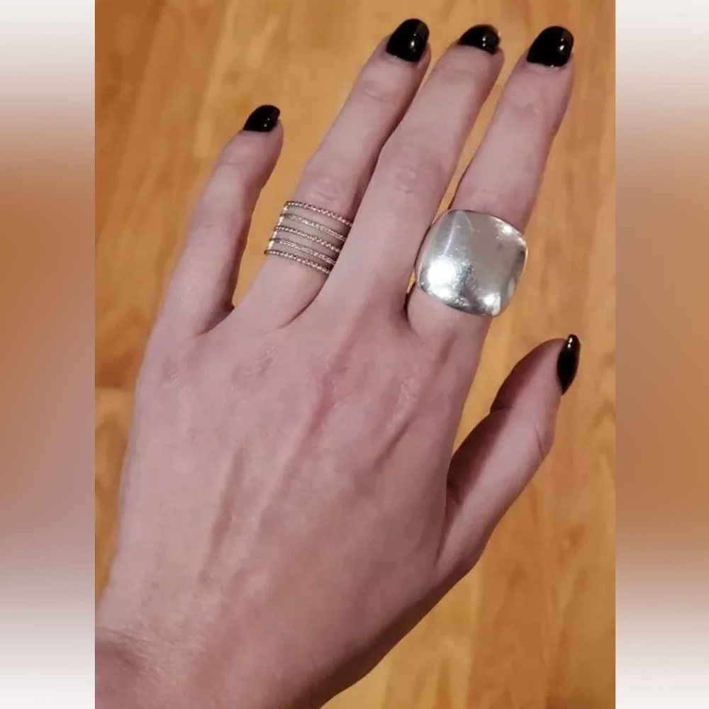 Sterling Silver 925 Square Large Statement Ring, … - image 3
